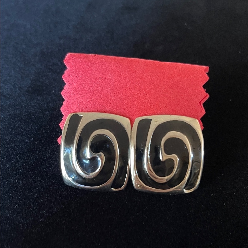 Silver and Black Swirl Earrings
